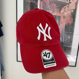NWT ANTHROPOLOGIE '47 NY Baseball Cap Yankees Color Red